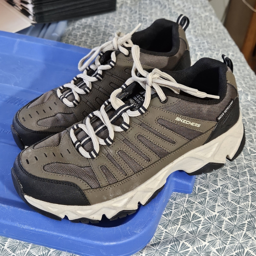 Skechers Crossbar Stillholt Brown Leather/Mesh Sneaker Men's Size 10 Extra Wide